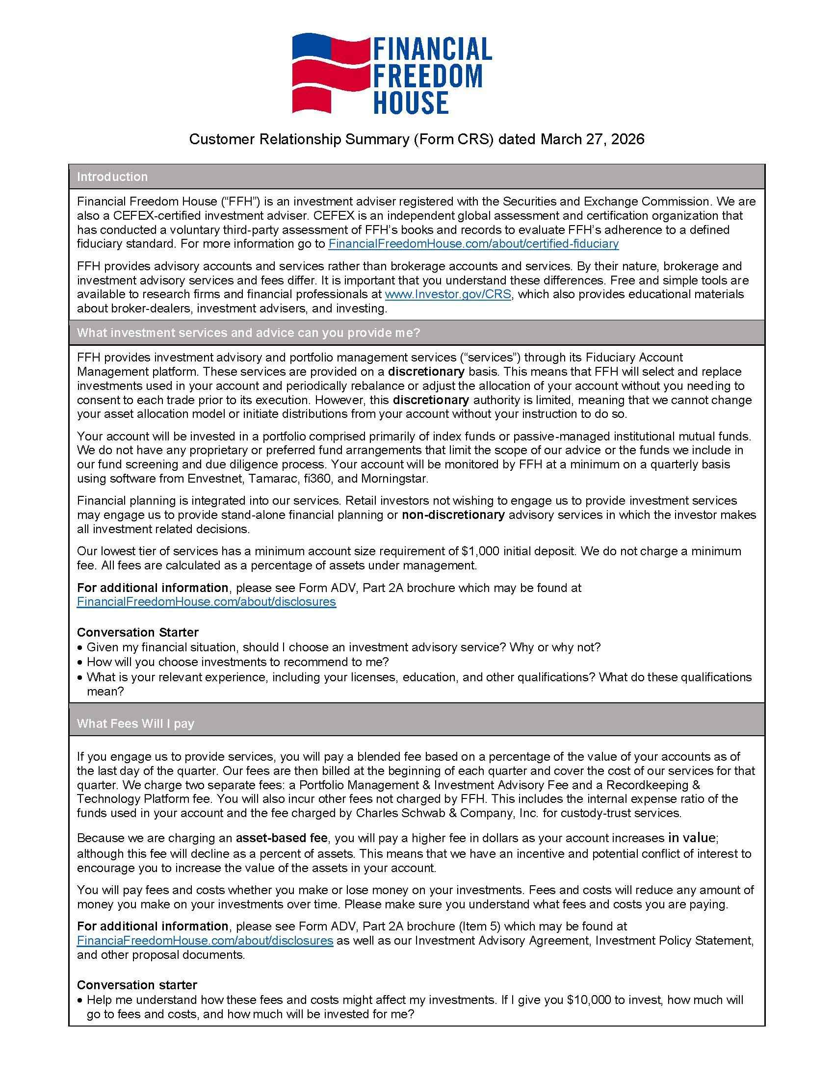Customer Relationship Summary