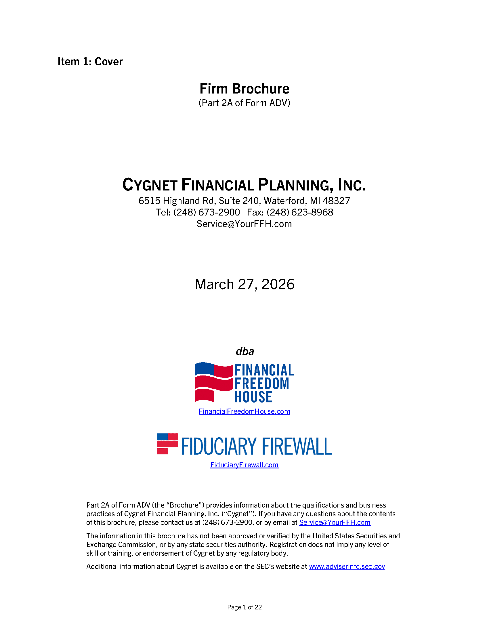 ADV Part 2A Brochure